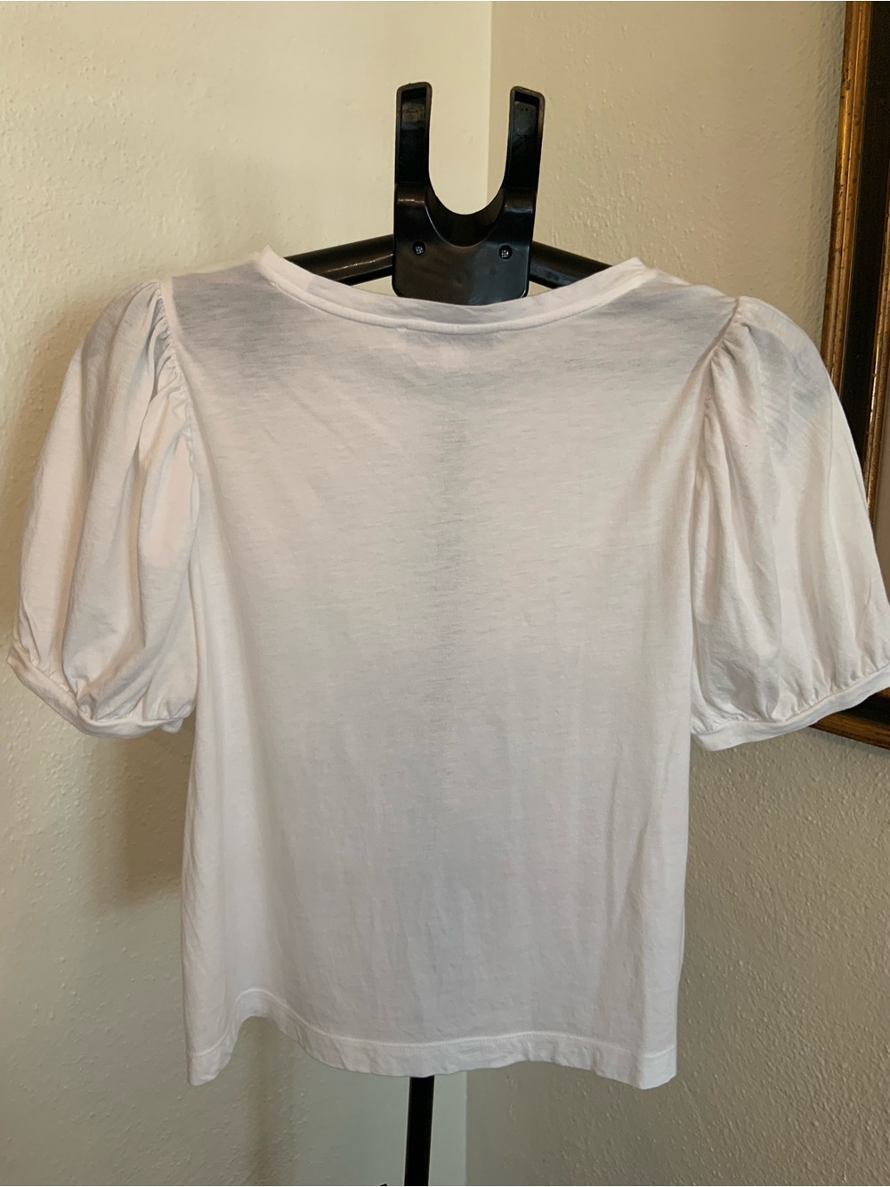 Loft White Puff Sleeve Women's Tee Classic Short Sleeve Top - Picture 3 of 5